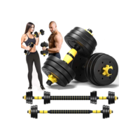 Kit Halteres 3 Em 1 Bonafit Preto E Amarelo  Peso Musculação Ajustável 20kg Segurança e Durabilidade