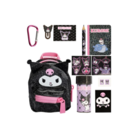 Candide Mini Mochila Real Littles Hello Kitty Kuromi - Mochila de Pelúcia com 6 Surpresas de Papelaria Sanrio - Unissexo - Preto - 12 x 10 x 5.8 cm - Criança