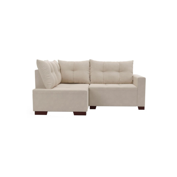 Sofá de Canto 4 Lugares Leme Suede Bege