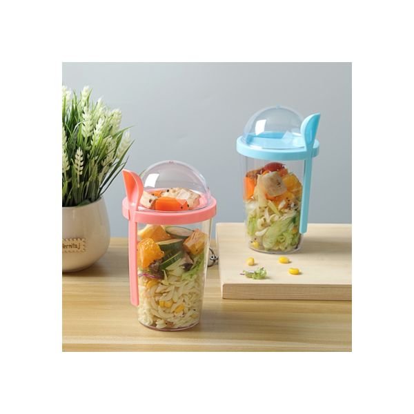 Frasco De Aveia Durante A Noite De 400ml , Copo De Salada De Iogurte Com Tampa E Colher , Recipiente De Cereais De Café 