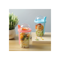 Frasco De Aveia Durante A Noite De 400ml , Copo De Salada De Iogurte Com Tampa E Colher , Recipiente De Cereais De Café 