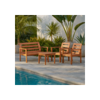 Conjunto para Jardim com 1 Sofá 2 Poltronas 1 Mesa de Centro Madeira Maciça Cairo sem Almofadinha Natural