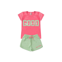 Conjunto Infantil Feminino Shorts E Baby Look L17
