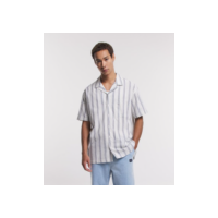 Camisa Relaxed em Tricoline com Estampa Listrada Off White