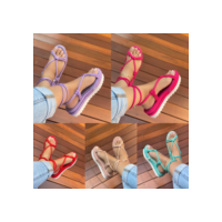 Sandália Plana  feminina flatforme plataforma Ayla com amarração FL2