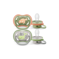 Chupeta Ultra Air Dupla 6-18 Meses Decorada Verde e Cinza - Baleia/Tartaruga
