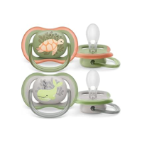 Chupeta Ultra Air Dupla 6-18 Meses Decorada Verde e Cinza - Baleia/Tartaruga