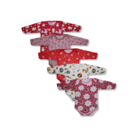 Kit 5 Peças Body Bebe M/LONGA MALHA ESTAMPADA 100% Algodão Menina