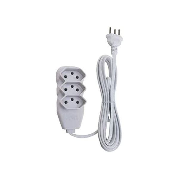 Extensão Slim 3 Tomadas Tripolar Bivolt 3 Metros Branco - Force Line