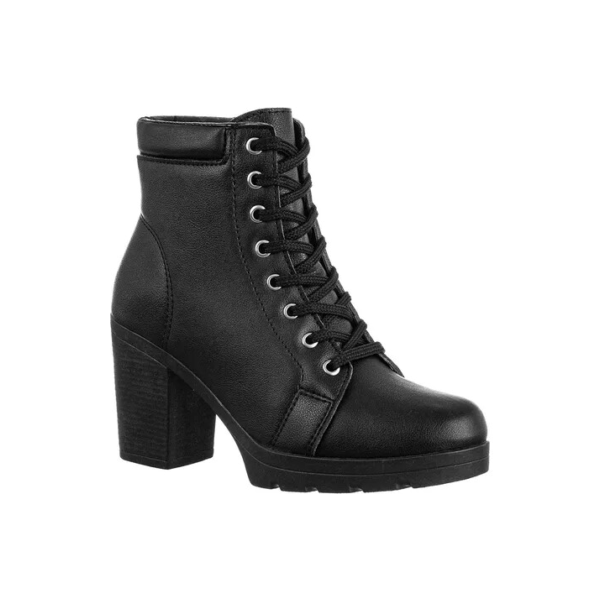 Coturno Salto Alto Bota Macia Tratorada Feminina Cano Curto