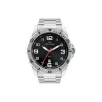 Relógio Masculino Technos Prata Performance Militar Fundo Preto