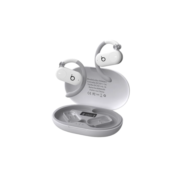 Fones de Ouvido Sem Fio Basike D91, Bluetooth 5.4, Estéreo Hi-Fi, Tela LED, 100h Standby, Leve e Confortável, Ideal para Corrida e Exercícios (Branco)
