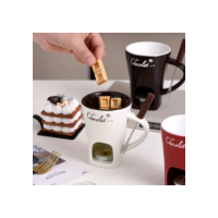 Mini Fondue Porcelana Caneca Casal Com 1 Garfo