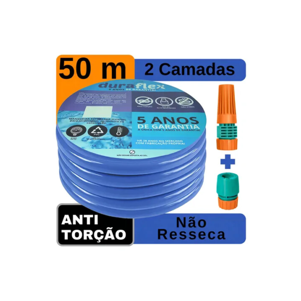Mangueira Para Casa Antitorção Siliconada DuraFlex Azul 50m Cor Azul