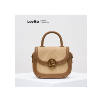 Lovito Refine Vintage Patchwork Colorblock Tecido Costura Metal Bolsa de Ombro Tote para Mulheres LFA57033