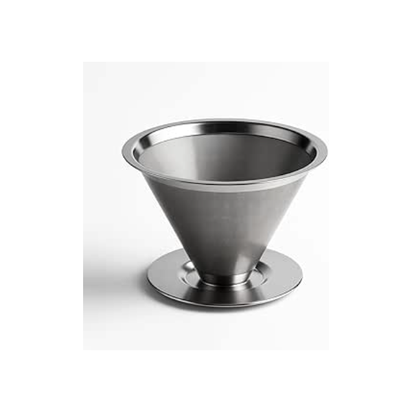 Coador e Filtro de Café Inox V60 Reutilizável - Malha Ultrafina, Sem Papel, 1–2 Xícaras, Lavável