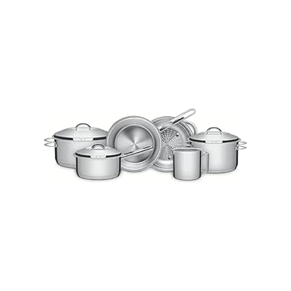 Jogo de Panelas Tramontina Solar em Aço Inox com Fundo Triplo e Tampas de Inox 6 Peças