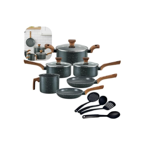 Jogo De Panelas Pratic Cook Granito Indução Mimo Style Cerâmica 10 Peças