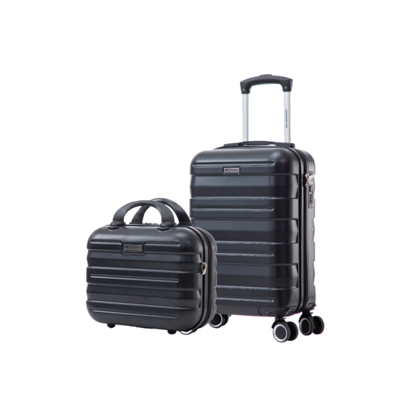 Kit Mala de Viagem Bordo Avião Bagagem de Mãos Frasqueira Maleta ABS Rígido Rodinhas Duplas 360