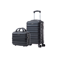 Kit Mala de Viagem Bordo Avião Bagagem de Mãos Frasqueira Maleta ABS Rígido Rodinhas Duplas 360