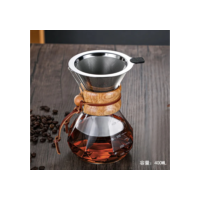 Cafeteira De Vidro borossilicato Com Detalhe Em Madeira 400ML