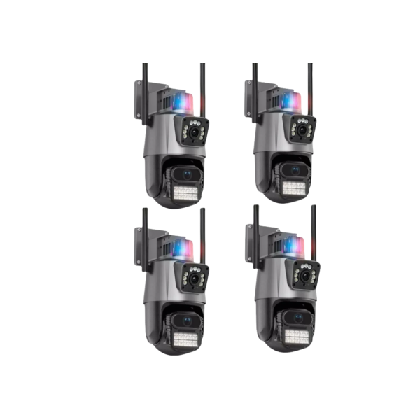 KIT Câmera De Segurança Externa Lente IC  Dupla Com Sirene Wifi 6mp Full Hd 4K 360graus  Visão Noturna