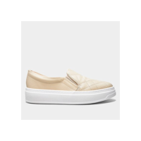 Slip On Beira Rio Casual Matelassê Feminino - Creme+Branco