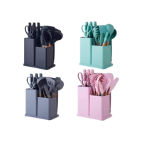 Kit Conjunto 19 Pçs De Utensílios Facas Silicone e Plástico Cozinha Jogo Completo Batedeira Colher Pegador