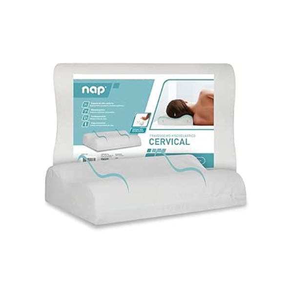 Nap Travesseiro Nasa Ortopédico Cervical D40 12/10cm de altura Suporte ergonômico com tratamento Alergo Free Anti ácaro, anti fungo e anti bactéria para fronhas 50x70cm - Bege