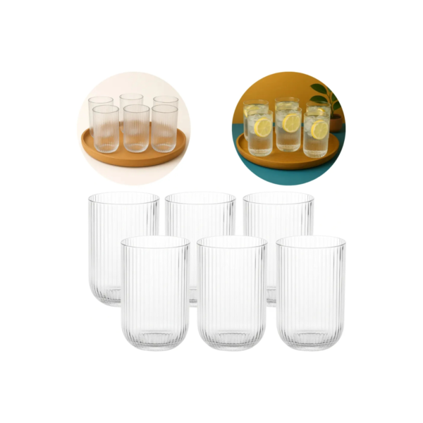 Jogo de Copos Taças Canelado Versalhes Clear Jogo Com 6 ou 12 Peças