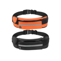 Kit 2 Pochetes Corrida Impermeável Fitness Esportiva Academia Bike Bolsa De Cintura Para Celular 0057 (Preto + Laranja)