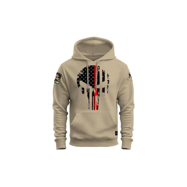 Moletom Canguru Flanelado Caveira Black - Bege