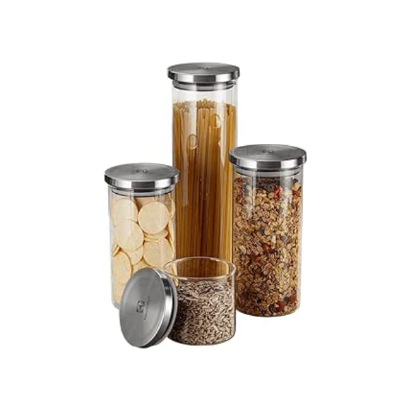 Potes Herméticos Porta-Mantimentos com Tampa de Inox Electrolux - 4 unidades