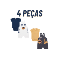 Kit Roupa De Bebe Conjunto 4 Peças Jardineira E Body Curto Menino E Menina Roupas de Bebê