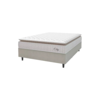 Cama Box Colchão Casal Molas Ensacadas City Pillow Top 138x188x61cm Branco e Bege Hellen
