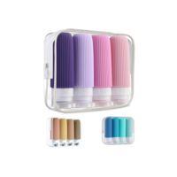 Kit 4 Frascos Potes Silicone Viagem 90ml Creme Shampoo Condicionador Organizador Mala - ECOMLAR® (Tons de Rosa)
