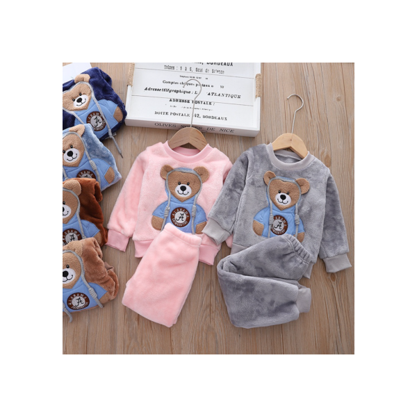 0-6 Anos De Idade Terno De Pelúcia De Pijama Infantil Para Casa