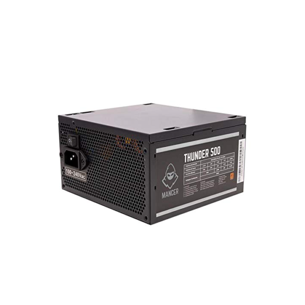 Fonte Mancer Thunder 500W | Certificação 80 Plus Bronze | PFC Ativo | Bivolt Automático 100-240V AC | Formato ATX | Preto