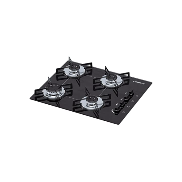 Cooktop 4 bocas Chamalux ultra chama Bivolt Trempe de Chapa Preto
