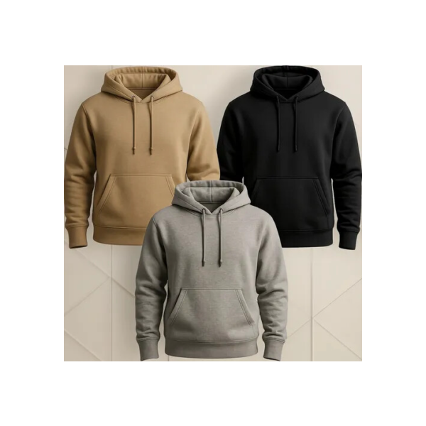 Kit 3 Moletom Blusa De Frio Agasalho Capuz Flanelado Bolso