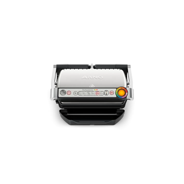Grill Elétrico Arno Perfect Grill GP01, Inox, com 6 Programas, Função Descongelar e Medição Automática de Espessura, Antiaderente e Fácil de Limpar, 1830W, 110V