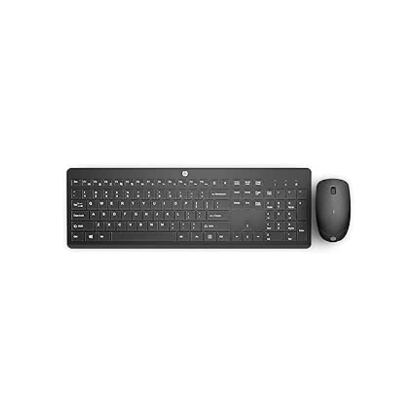 Combo de Teclado e Mouse Ergonômico Sem Fio HP 230 - com Dongle USB Wireless, Digitação Silenciosa, Design Elegante, Até 12 Meses de Bateria, Layout BR, Preto (18H24AA#AC4)