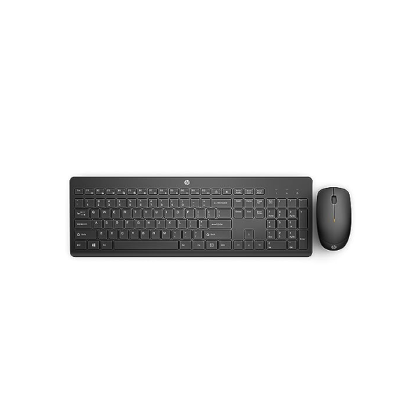 Combo de Teclado e Mouse Ergonômico Sem Fio HP 230 - com Dongle USB Wireless, Digitação Silenciosa, Design Elegante, Até 12 Meses de Bateria, Layout BR, Preto (18H24AA#AC4)