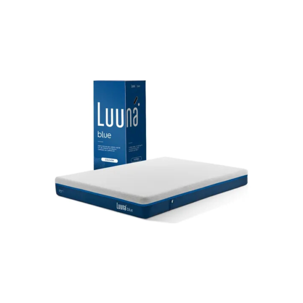 Colchão Luuna Blue Branco E Azul Casal 3 Espumas