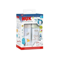 NUK Kit de Mamadeiras Anticólica Dia e Noite com Controle de Temperatura 300ml - Branca