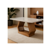 Mesa Sala De Jantar Lara 180cm Em Mdf E Vidro Com Canto Copo Cor da tampa Off White/ Imbuia/ Serig. Off