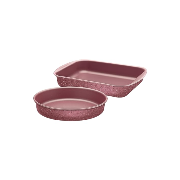 Jogo de Assadeiras Tramontina Brasil em Alumínio com Revestimento Interno e Externo em Antiaderente Starflon Max Rosa 02 Peças