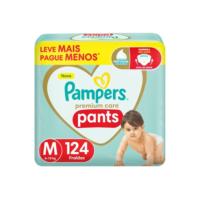 Pampers Premium Care Pants Fralda Tamanho M 124 Unidades, Fácil de Vestir