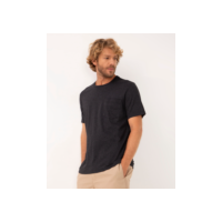 camiseta de algodão manga curta com bolso chumbo