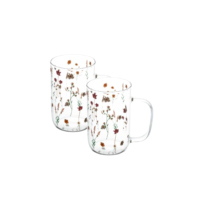 WOLFF - Conjunto 2 Canecas de Vidro Borossilicato Resistente a Calor Bouquet 280ml